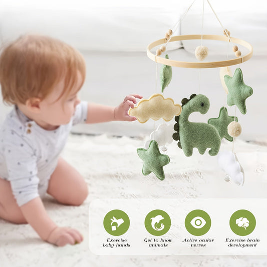 Artisan-made Hanging Bed Toy for Children - Featuring Dinosaur & Cloud Designs to Encourage Cognitive Growth, Assorted Colors