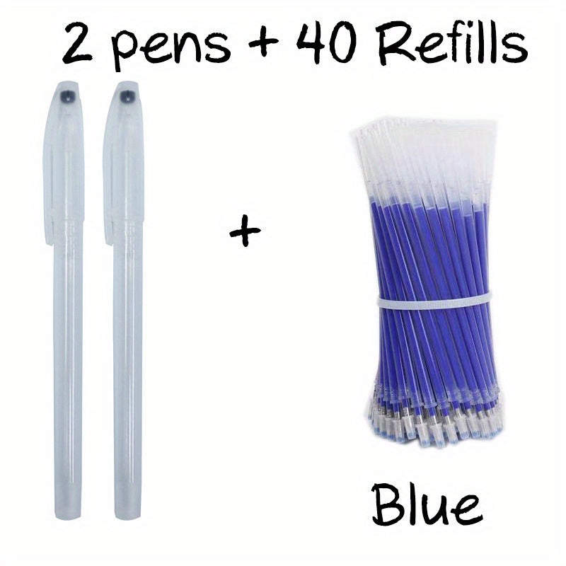 The set includes 42 heat erasable pens in 5 colors for marking fabric in sewing projects.