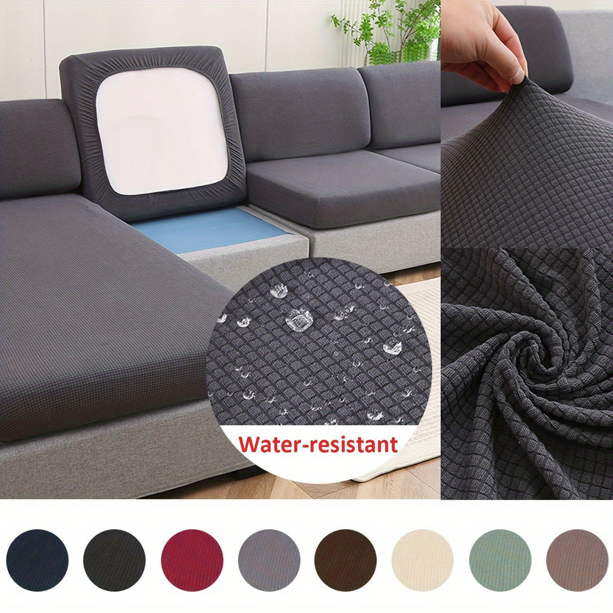 1 piece water-resistant sofa cover with classic elasticity, non-slip design, and easy care to protect and style furniture.