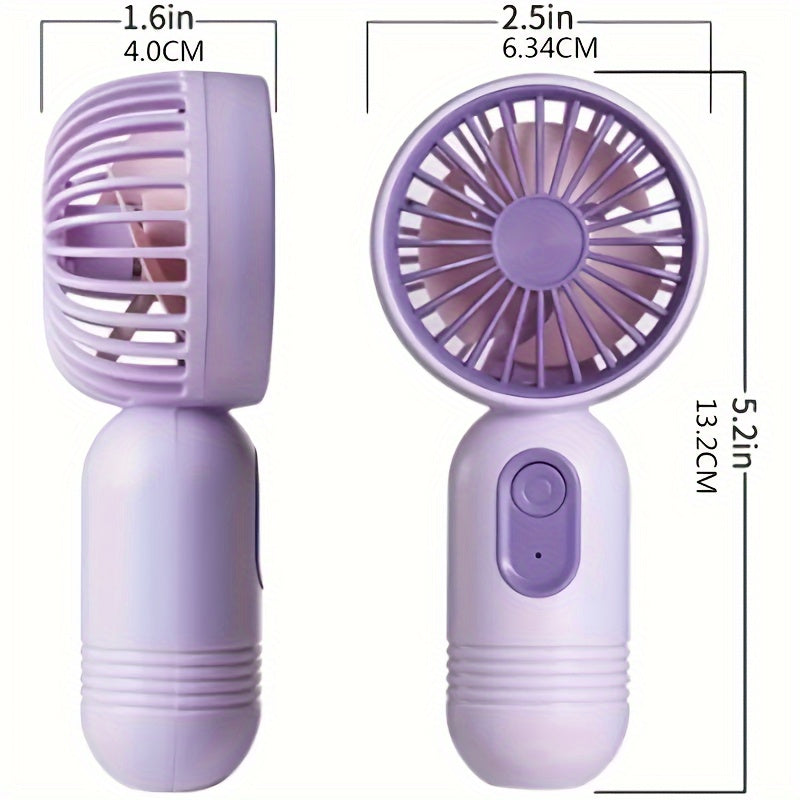 Portable Mini Handheld Fan, 1pc, USB Rechargeable, Quiet Desk Personal Fan, 3 Speeds Adjustable, Ideal for Travel and Office Use, Made of Plastic Material, Perfect Summer Gift