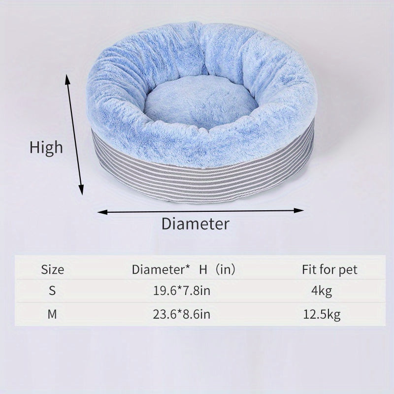 Cozy round cat bed with plush semi-enclosed design