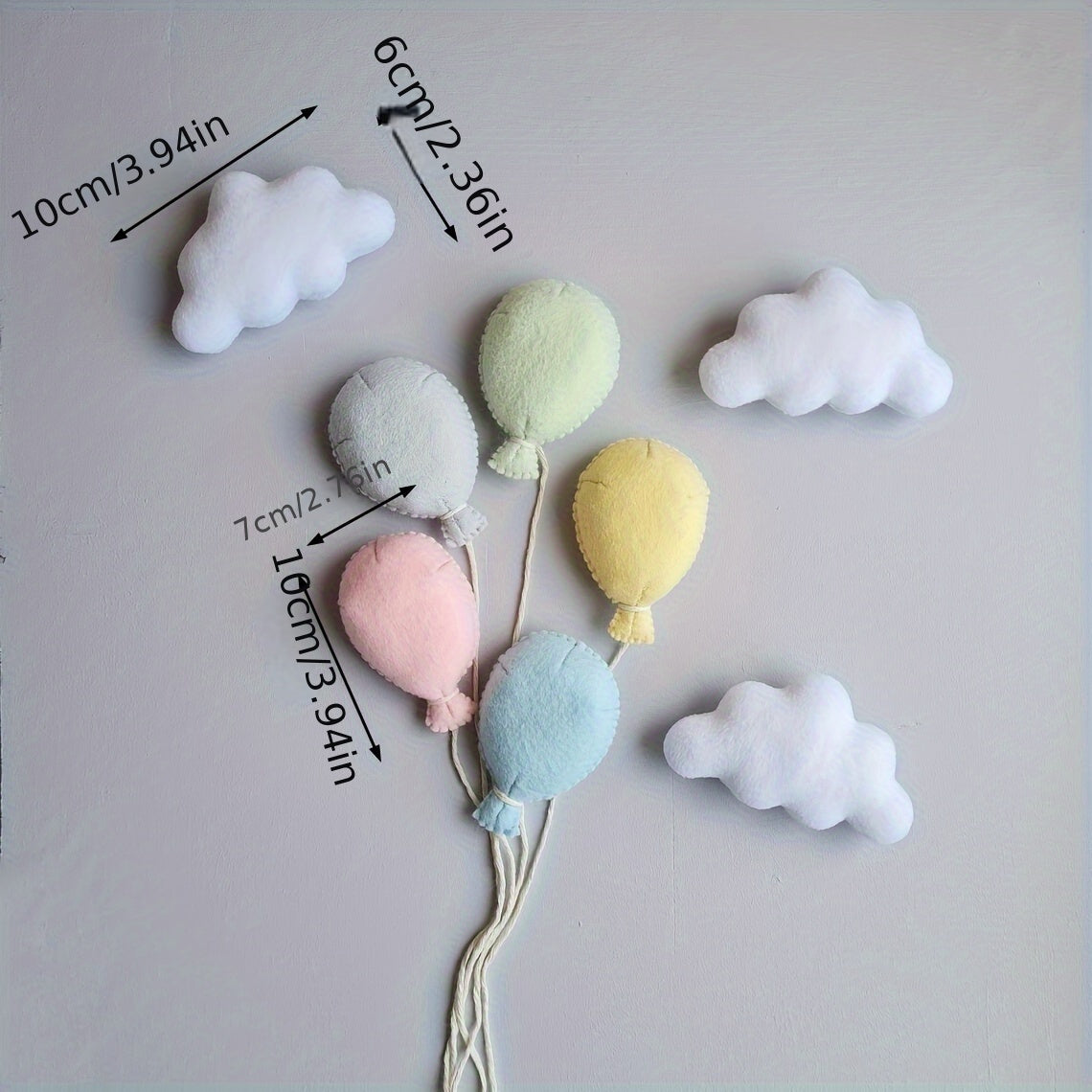 Newborn Photo Prop Set featuring Soft Felt Clouds and Balloons - Ideal for capturing Baby's First Photoshoot