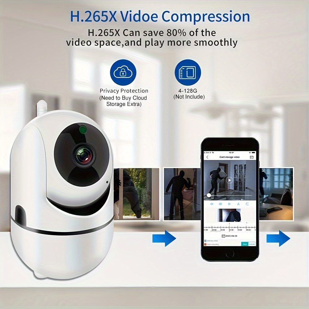 1080P HD WiFi Home Security Camera with Auto-Tracking, Motion Detection, Night Vision & Two-Way Audio for Indoor Use, Youngsters, Pet Monitoring.