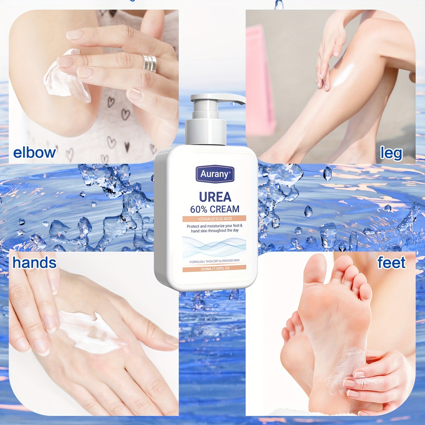 Urea Cream 60% + 2% Salicylic Acid for dry skin on feet, knees, and elbows - 200ml.