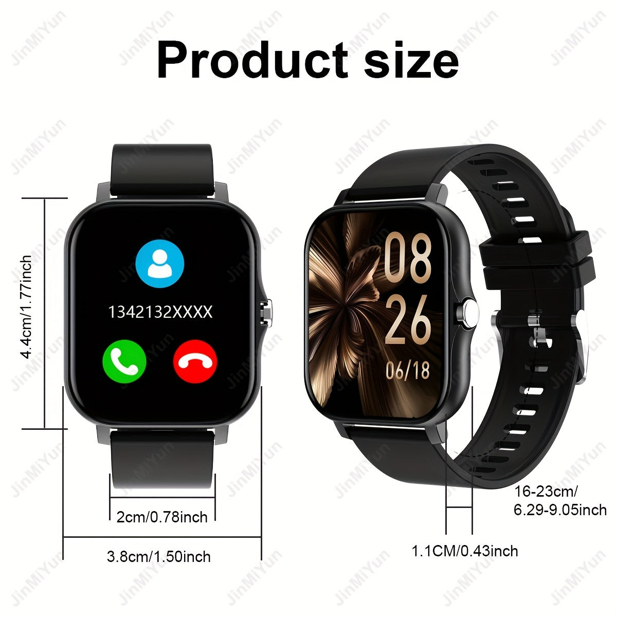 1.83-inch Full-screen Touch Sports Smart Watch for Men and Women, ideal for outdoor activities. Features wireless calling/message reminders, multiple sports modes, information reminders