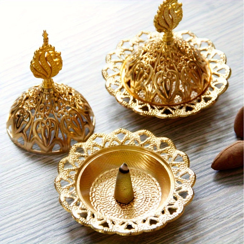 Golden Incense Burner - Perfect for home decor or as a gift for holidays, birthdays, or Eid Al-Adha. Suitable for men and women.