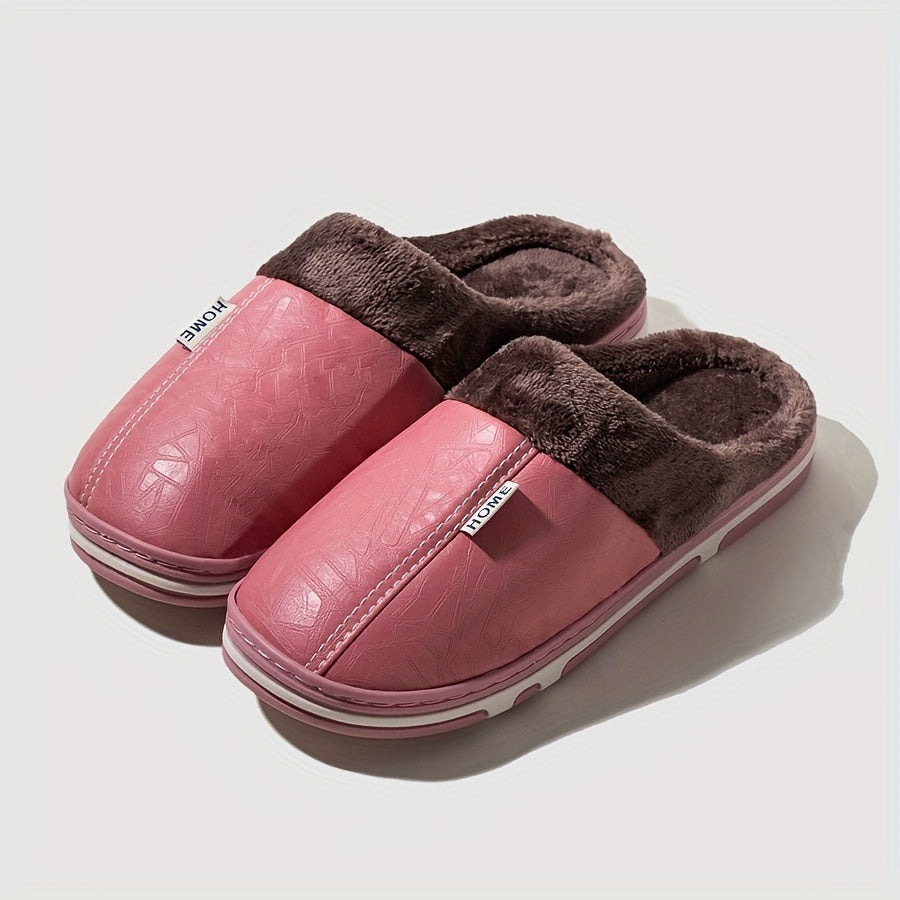 Men's cozy house slippers with anti-skid sole and fuzzy lining for indoor wear in autumn and winter.