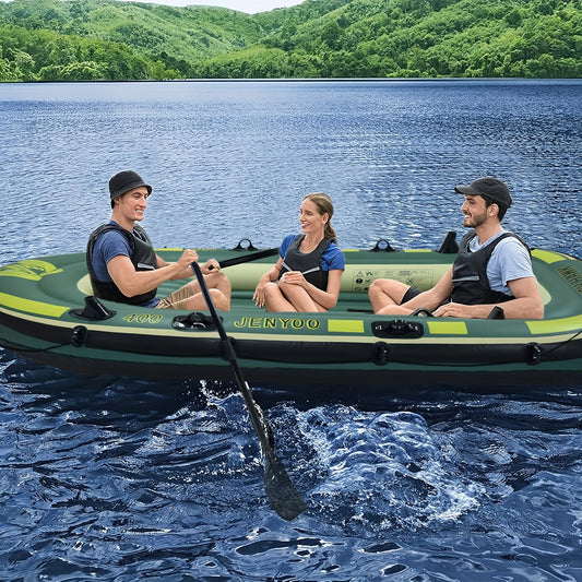 Durable PVC Inflatable Fishing Kayak Series with High-Output Pump, Luxury Paddle, Steering Rudder, Ideal for Various Bodies of Water.