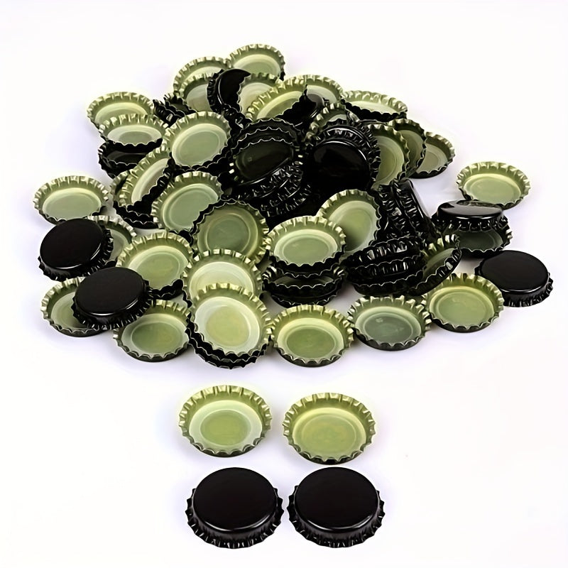 Bag of 50 Crown Hat Beer Bottle Caps in Golden, Silvery, and Black for Home Brewing and Bar Tools