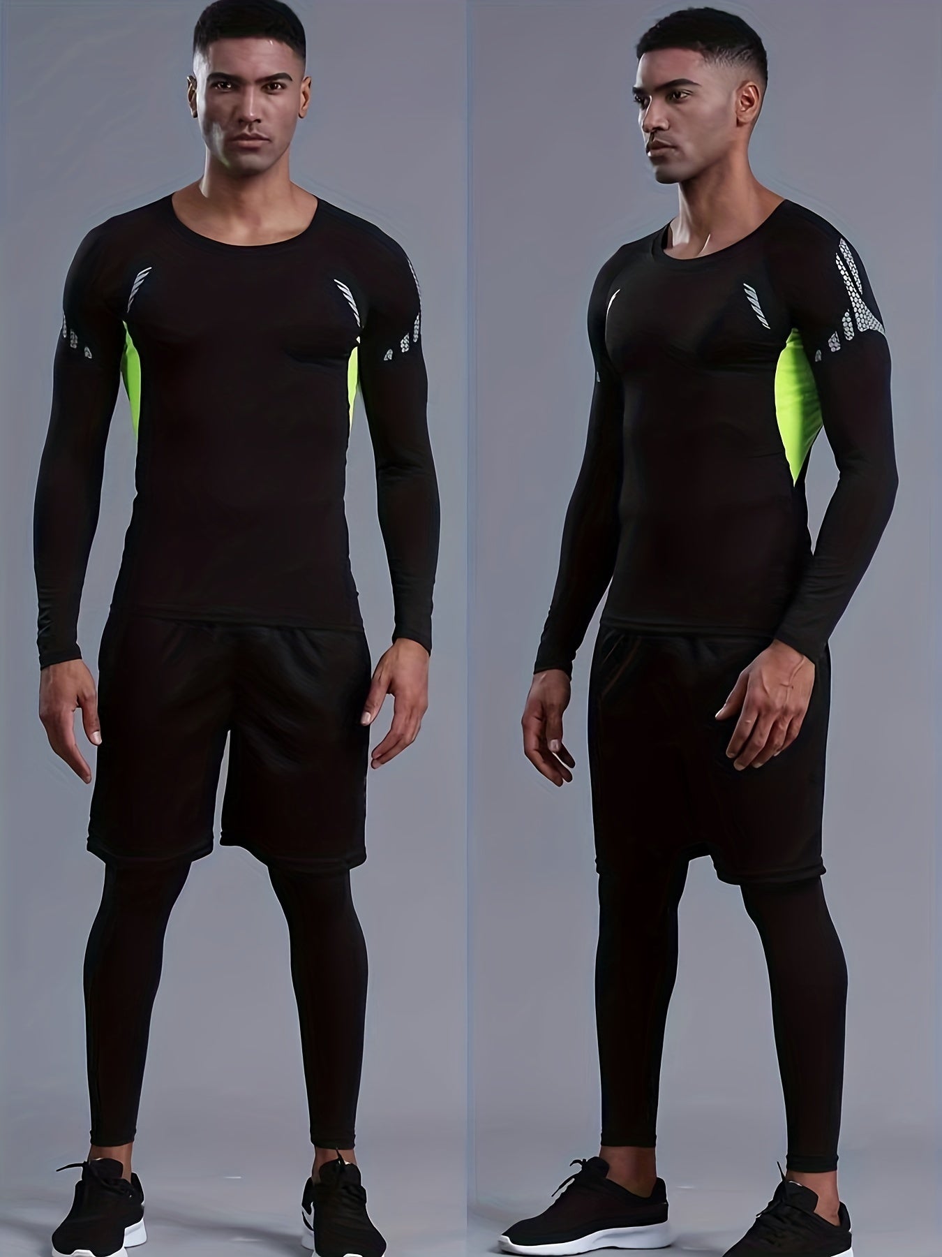 Men's 2-Piece Sports Set: Long Sleeve Shirts & Compression Pants