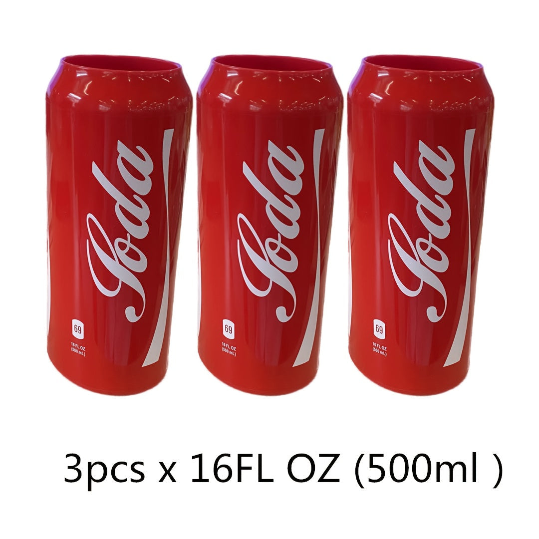 Stay cool on the go with this silicone sleeve designed to resemble a soda can. Perfect for keeping your drink cold during travel, outdoor picnics, and concerts. Fits 16fl.oz (500ml) beverages.