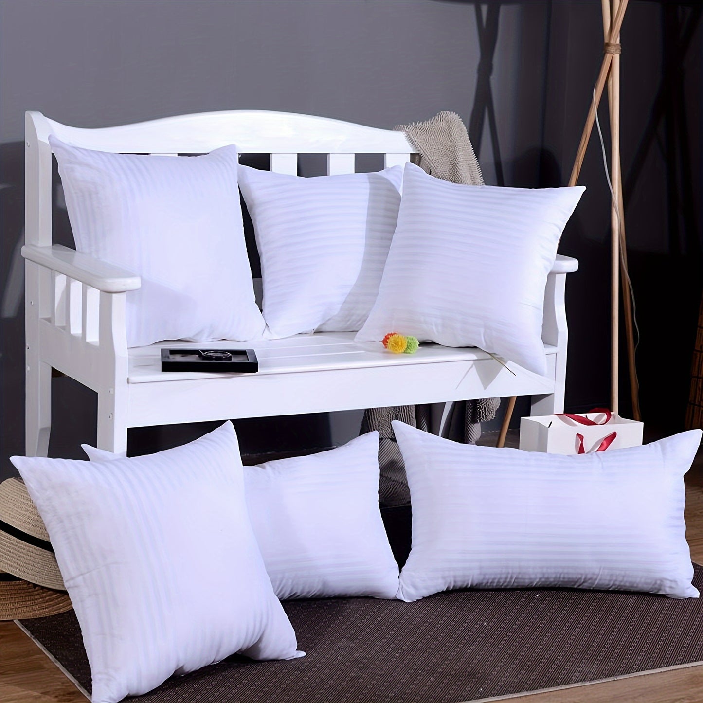 Soft and fluffy 2pc square pillow inserts for bed, sofa, and home decor, with white filling. Perfect for Ramadan.