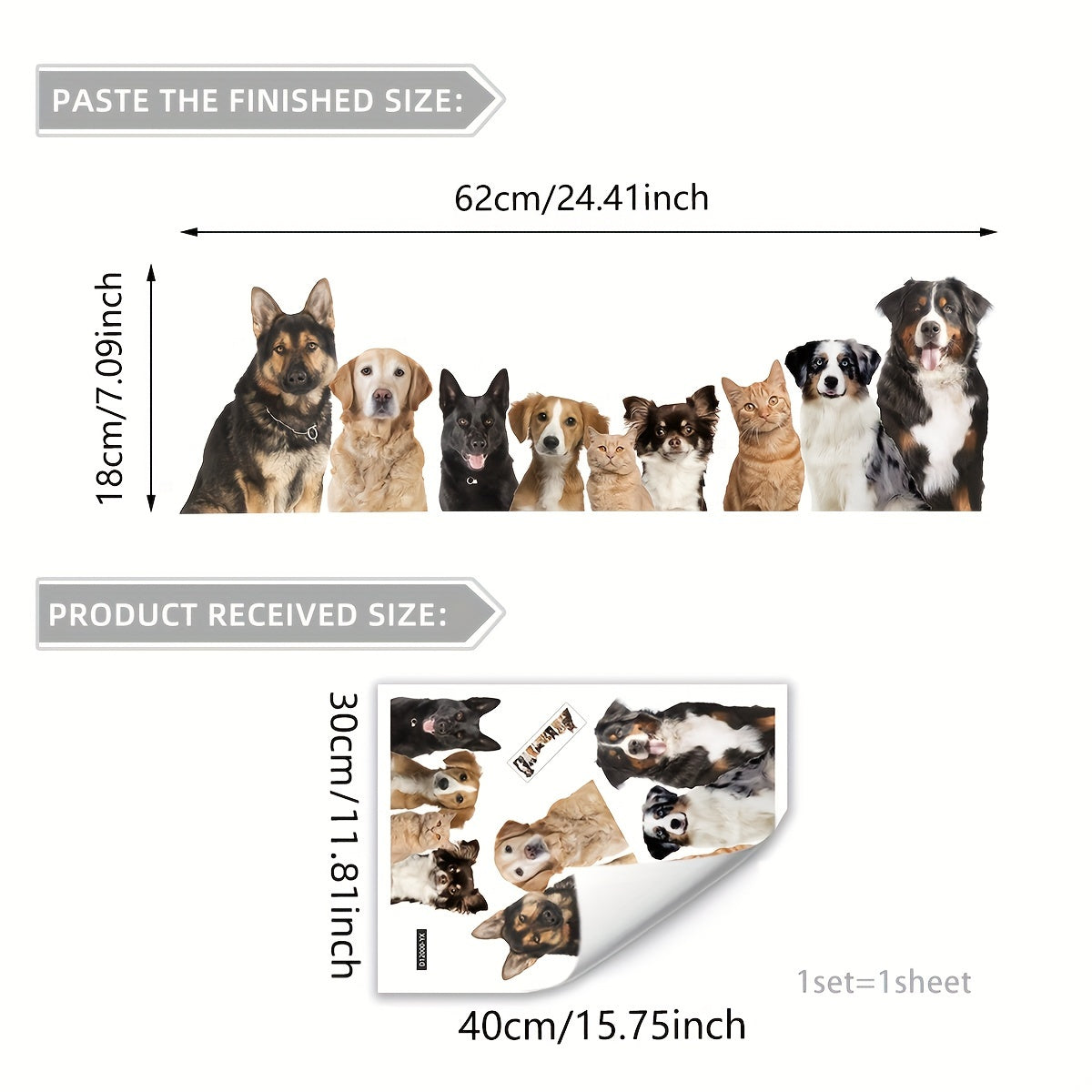 Cute Puppy Row Window Cling - 30.48cm x 40.64cm Double-Sided, Reusable Electrostatic Decal for Home & Office Decoration