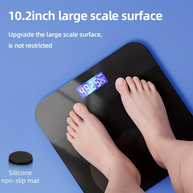 Wireless digital weight scale for accurate measurements, rechargeable via USB.