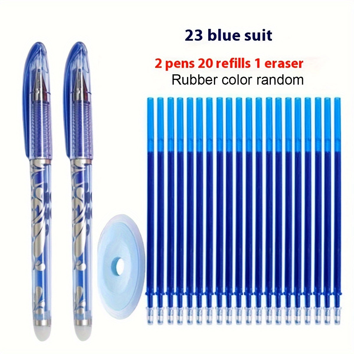 23pcs of 0.5mm Erasable Gel Pens with Fine Point for School and Office Use, Smooth Writing, Oval Body with Click-Off Cap