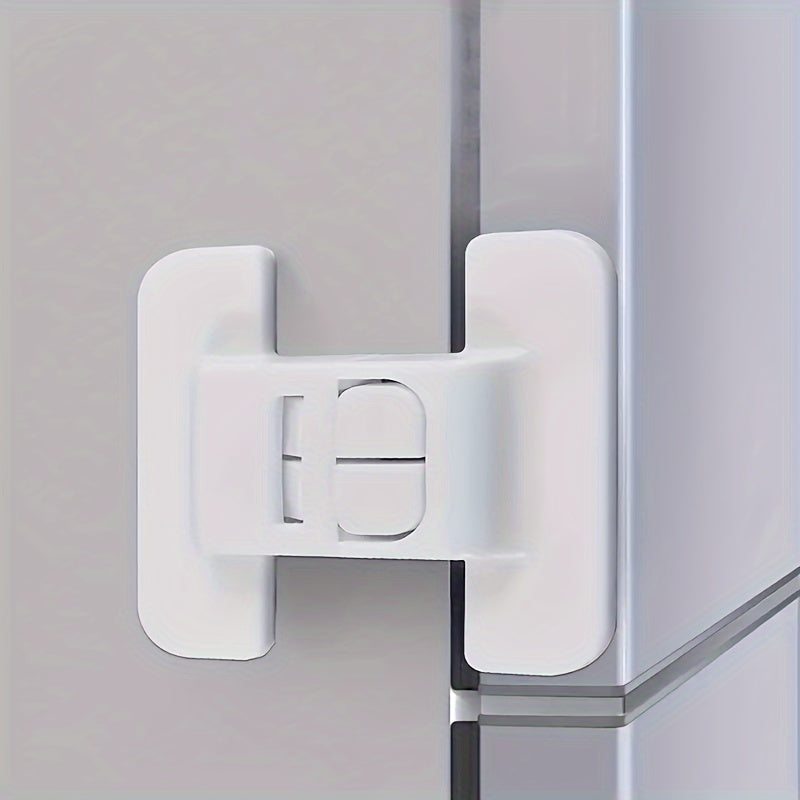 2-piece set of refrigerator door closers with automatic locking mechanism for universal fit and enhanced safety buckle design for safe closure and preventing door sagging.