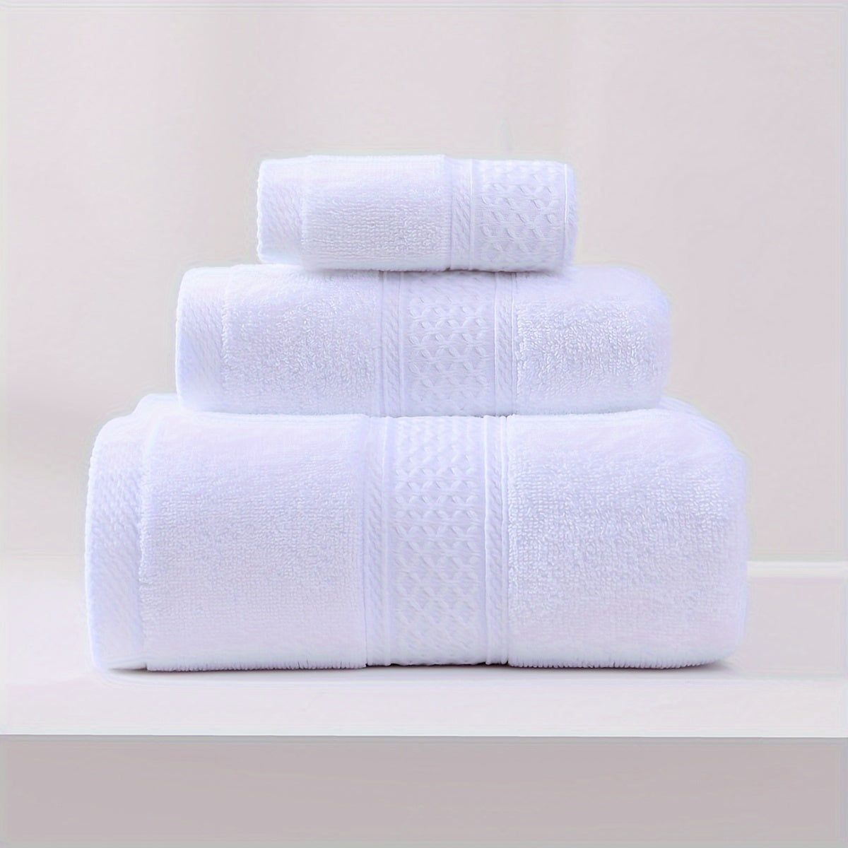 3-piece set of bath towels including a velvet towel, square towel, and face wash towel made of pure cotton with thickened absorbent rhombus velvet for home use.