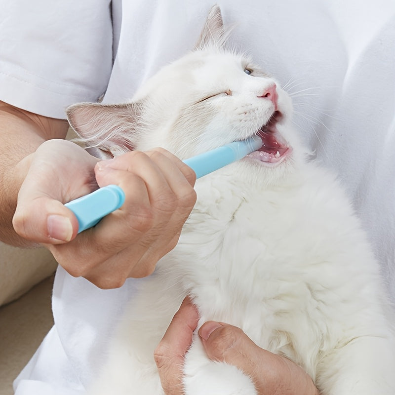 Effortless pet medicine syringe for cats, bite-proof and stress-free dispenser for pills and liquids, progressive design to prevent biting.