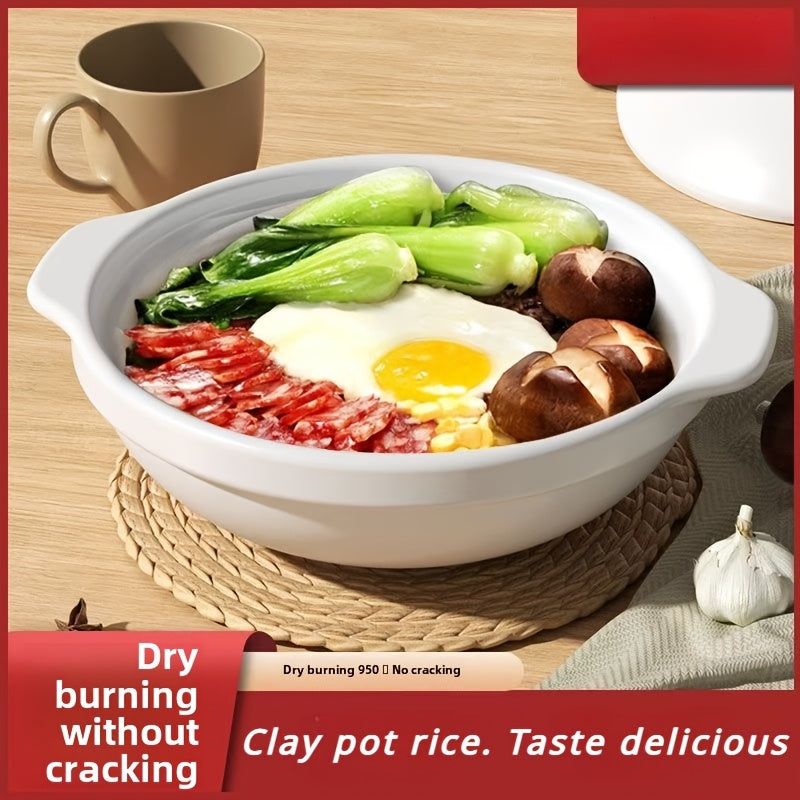 1 piece of household ceramics, an old-fashioned earthen casserole suitable for use on a gas stove to stew soup. This shallow pot is high temperature resistant and can be dry-fired, making it a durable and reliable ceramic casserole.