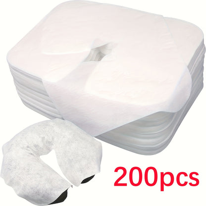 200 Soft Non-Woven Disposable Face Cradle Covers for Massage Tables & Chairs - Ideal for Spa Facial Rest, White