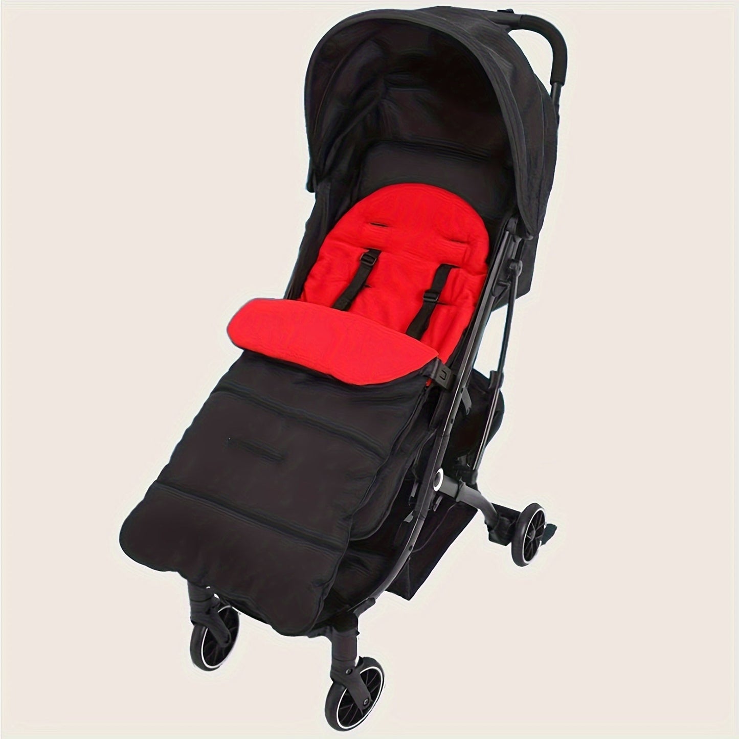 Christmas Black Polyester Fiber Baby Stroller Footmuff And Cushion Set - Universal Cozy Fleece Lined Bunting Bag with Thick Padding, Windproof Warm Cover for Infant Carriage, Suitable for 0-3 Years