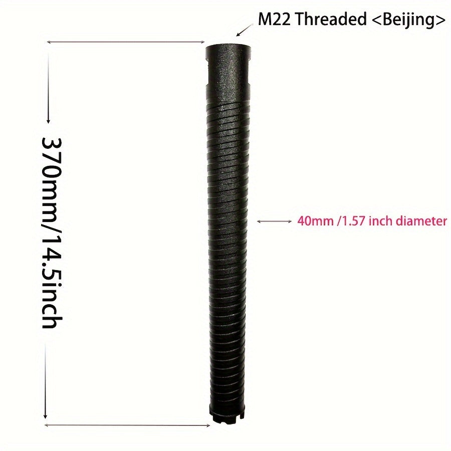 Lie Shanhu M22 Wet/Dry Diamond Core Drill Bits with Steel Bars - Black, Textured Grip for Concrete, Bricks, Blocks & Stones, Durable Painted Finish, Construction Drilling Tools with Ribbed