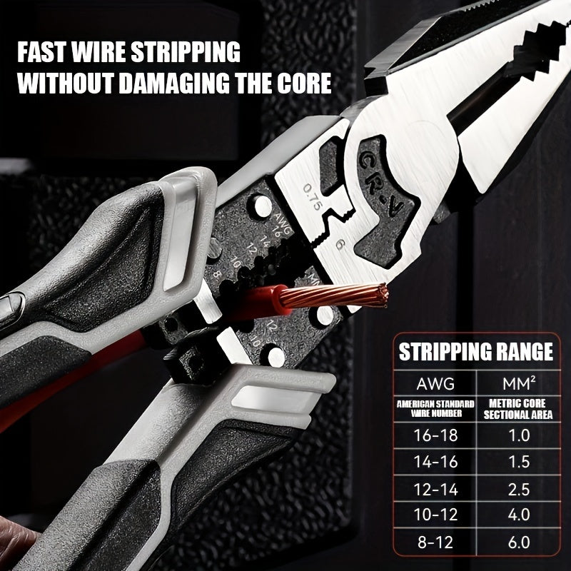 Versatile diagonal needle nose pliers for various hardware tasks, wire cutting, and electrical work.