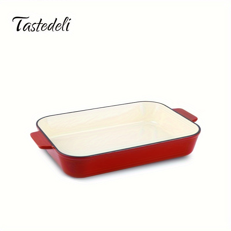 Taste Deli's Enameled Cast Iron Lasagna Pan is 33.02x22.86 cm - The Ideal Choice for Baking, Roasting, and Serving purposes.