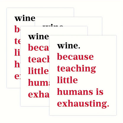 Set of 4 Thank You Wine Stickers for Teachers - Perfect for Teacher Appreciation or Christmas Gifts.