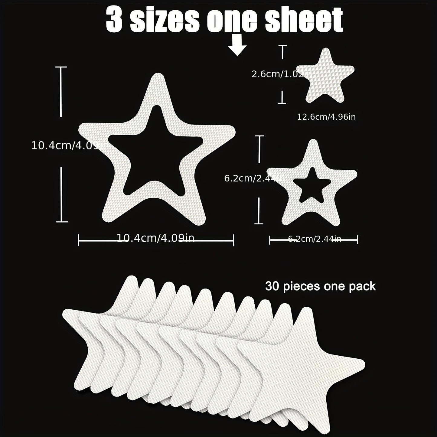 Set of 10 Star Shaped Non-slip Stickers for Bathroom, Shower and Bathtub - Waterproof and Anti-slip Adhesive Decals for Safety