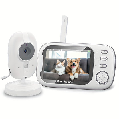 Video monitor with camera, audio, infrared night vision, temperature monitoring, lullabies, for indoor safety of elderly and pets.