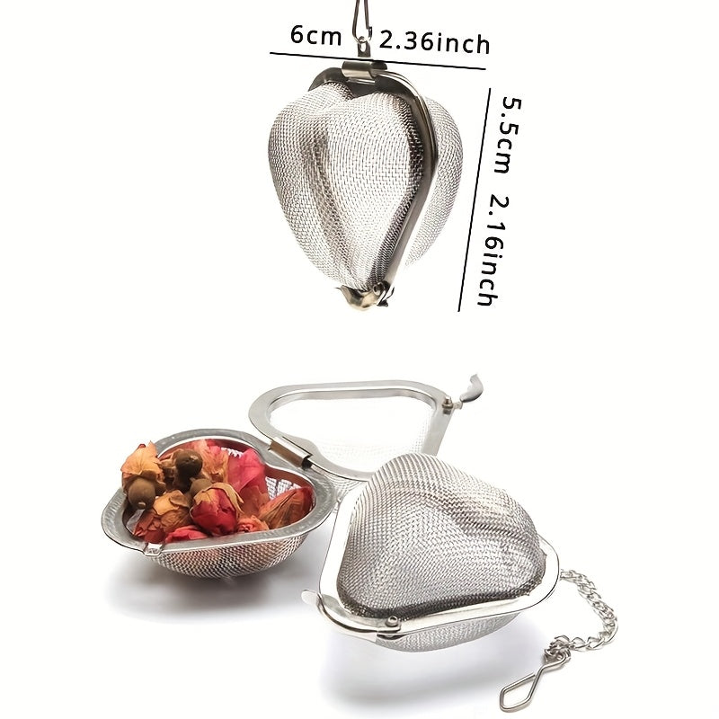 Heart-Shaped Stainless Steel Tea Infuser with Fine Mesh - Includes Convenient Removal Chain, Great for Brewing Loose Leaf Tea - Perfect for Halloween, Christmas, Eid, Thanksgiving, Tea Ball Steeper, and Uncharged Teas