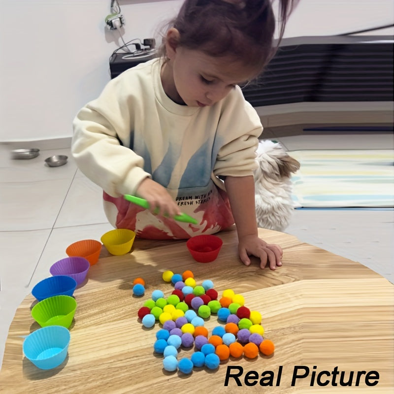 Children's educational toy: Colorful plush balls to help with sorting, counting, and concentration.