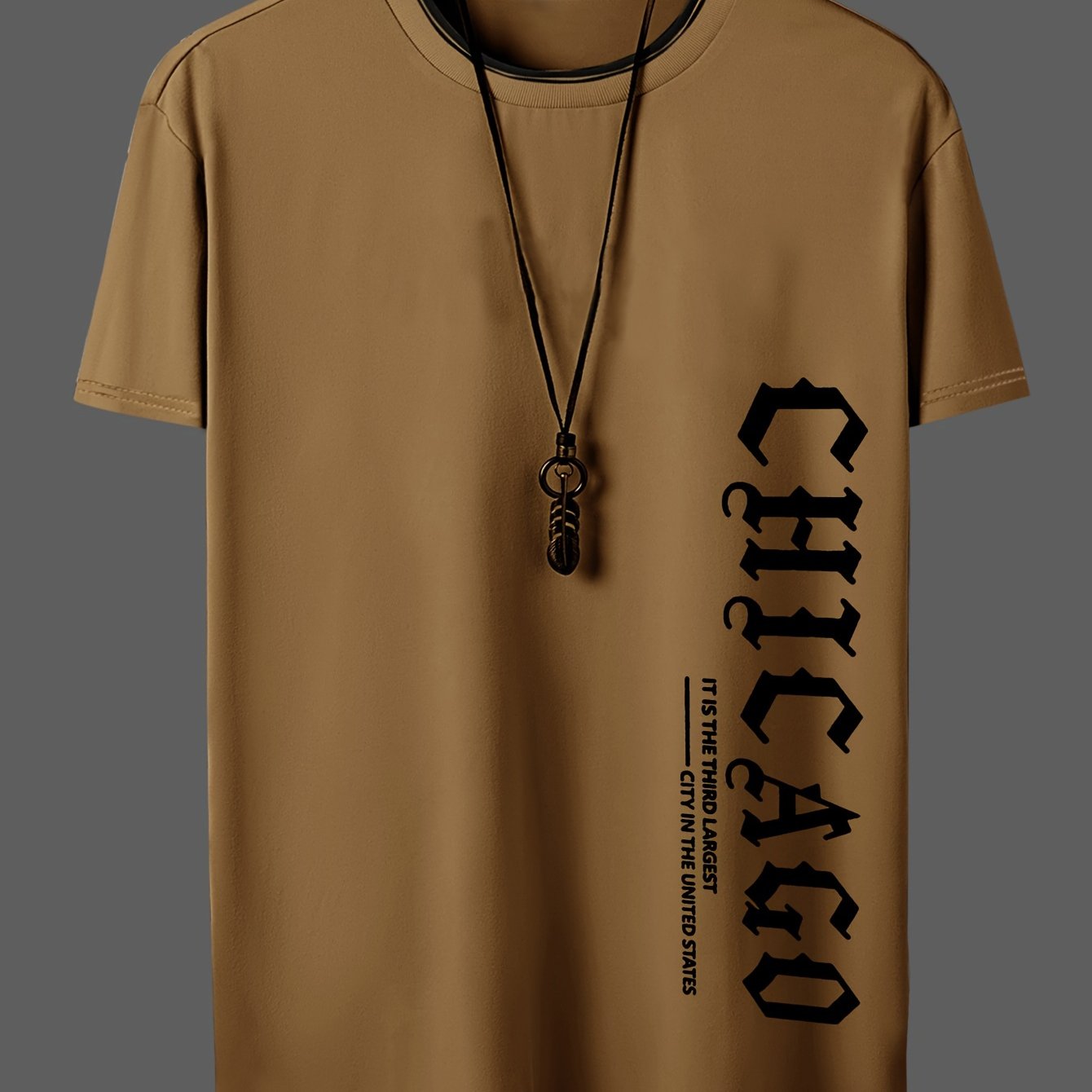 Men's "CHICAGO" Letter Print T-shirt, Perfect for Summer Casual and Street Wear