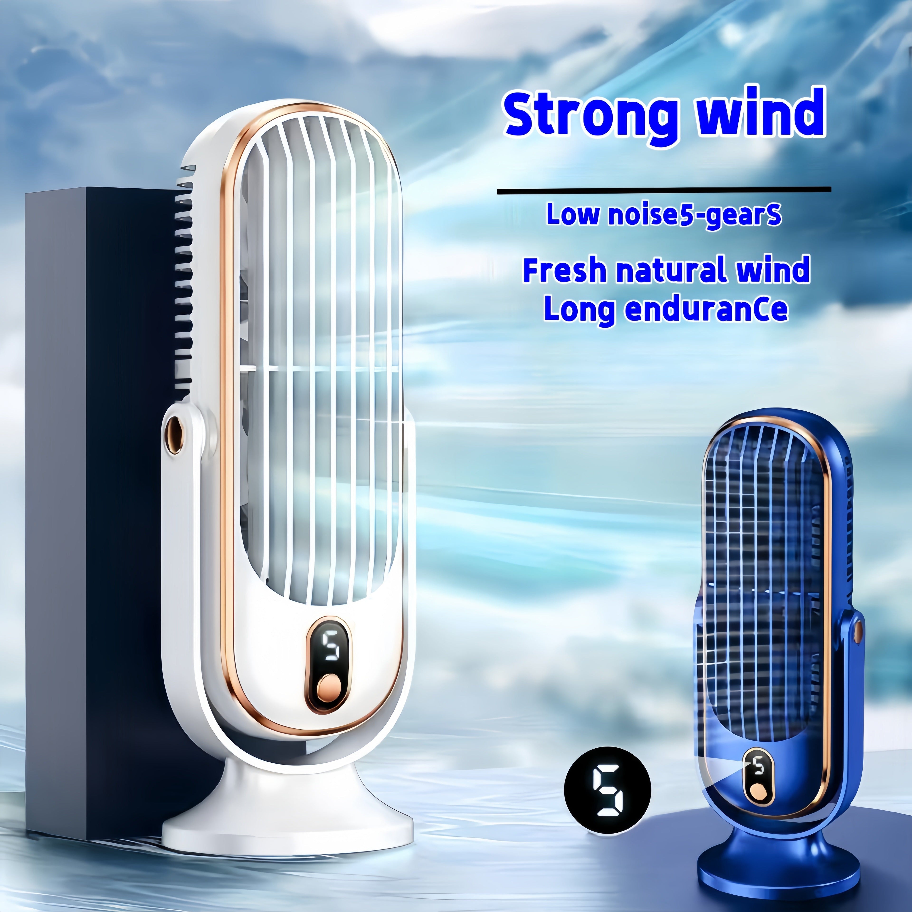 Get ready for the future with the 2025 Portable Dual-Motor Cooling Fan. This innovative fan features a 1200mAh rechargeable battery, providing long-lasting use on the go. With a quiet 5-speed operation and USB charging capabilities, this desk fan