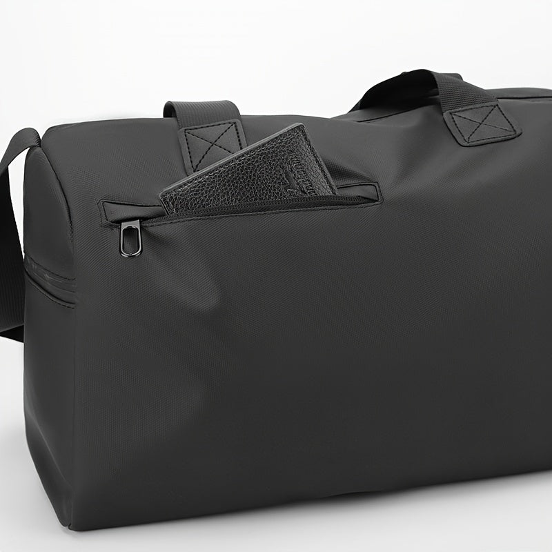 Casual weekend travel duffel bag with shoe compartment.