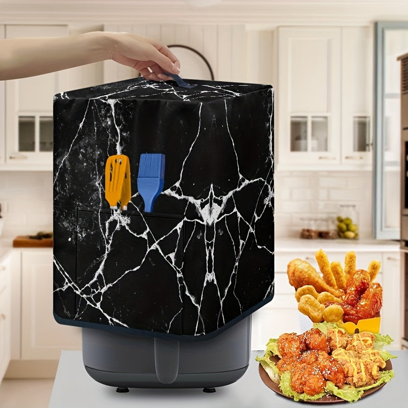 Protect your air fryer with handle with a marble texture dust cover that is waterproof. This instant pot pressure cooker accessory also fits universal electric appliances and comes with a convenient pocket for storage.