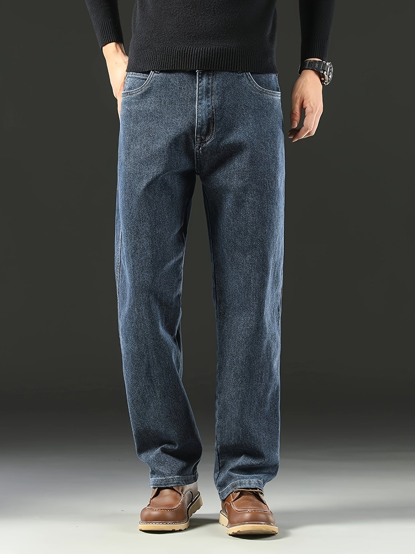 Casual denim jeans for men with classic fit, comfortable stretch, and all-season style.