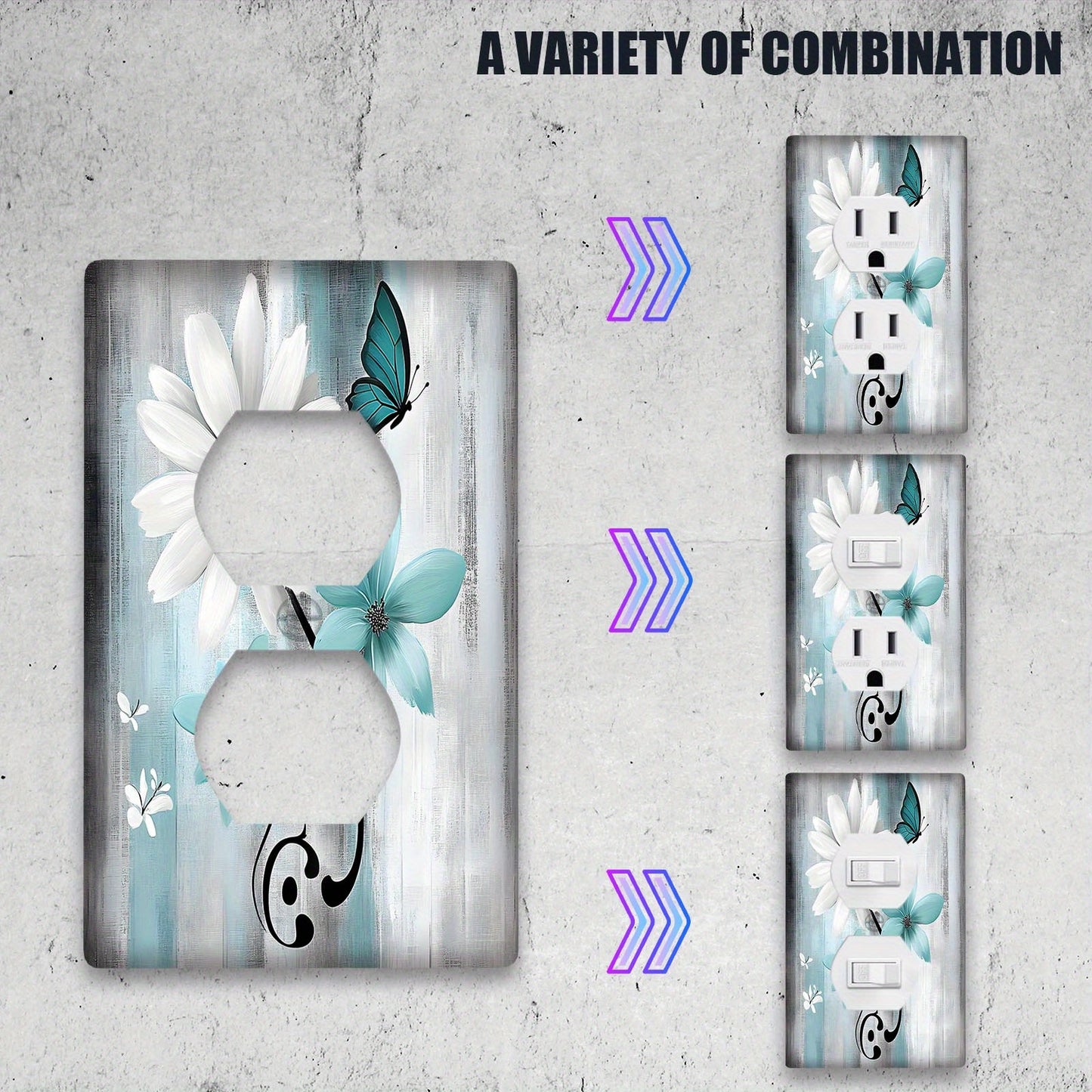 1pc Farm Teal Daisy Floral & Butterfly Wall Plate for Light Switches and Outlets - Versatile, Economic, & Easy to Clean.