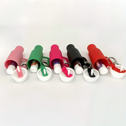 Set of Mini Nonpareil Drink Container Keychain includes 6 pieces out of a set of 10. Includes removable lipstick and lipgloss organizer. Made of funky PVC material, this keychain is ideal for backpacks and car keys. Perfect gift for friends and sports