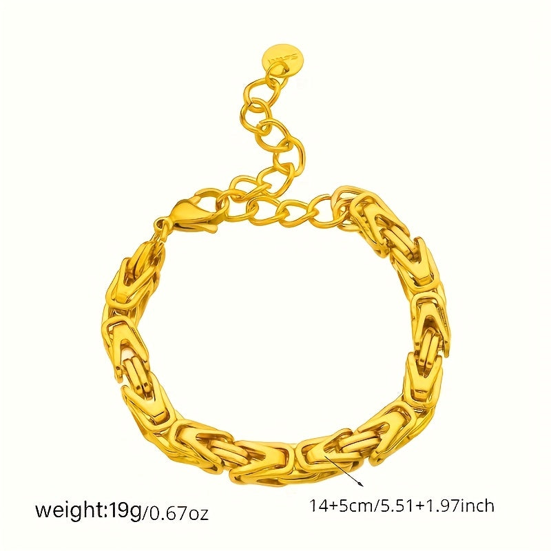 This fashionable non-fading jewelry gift is an elegant hip hop style stainless steel golden thick chain bracelet for women, perfect for daily wear and party occasions.