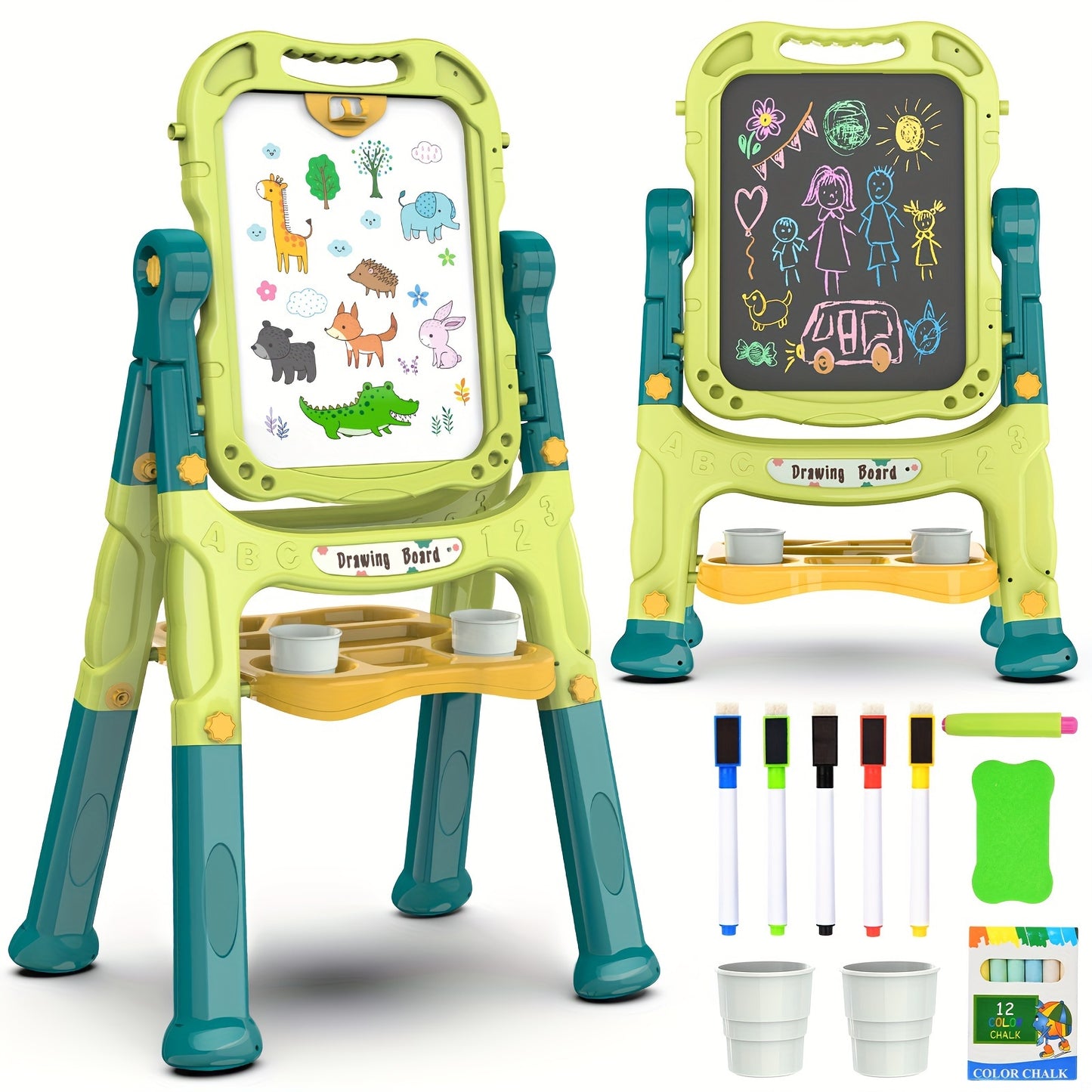 1pc BATTOP Adjustable Kids Art Easel with Magnetic Drawing Board, Accessories, and Durable PP Material, Ideal for Boys And Girls.