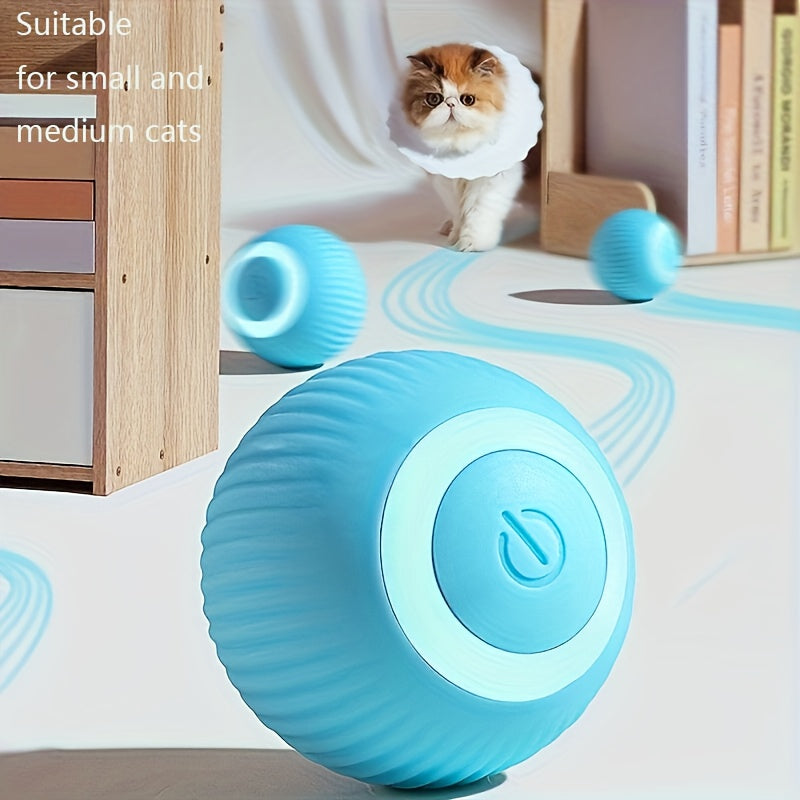 Electric rolling ball cat toy for playful kittens and cats, self-moving and smart.