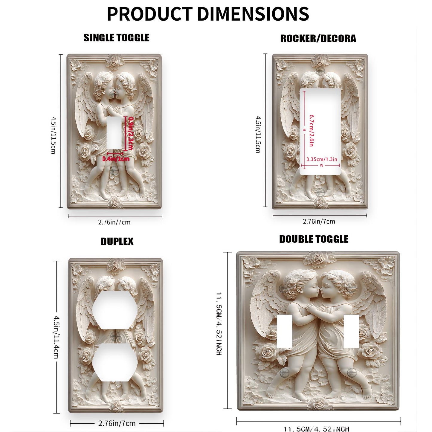 1pc Angel Kisses Decorative Light Switch Plate Cover for Kitchen and Home Office, Plastic Outlet Cover.