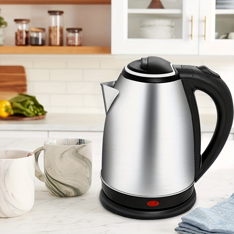 1.8L Stainless Steel Electric Kettle - BPA-Free, 1500W Rapid Boil, Automatic Shut-Off & Dry Boil Safety Features, Stylish Black Accent Design, Perfect for Coffee, Tea & Hot Drinks, European Plug Included