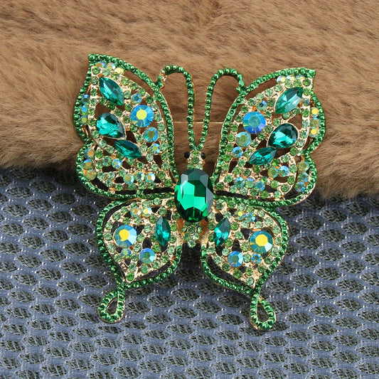 Zarif Luks Kelebek Brosh Pin - Emal va Rhinestone Insect-Shaped Yangilik Aksessuar ayollar uchun, Haqiqiy Imitatsiya Rhinestone'lar, O'ziga xos Noan'anaviy Shakl, Ofis Badjlari va Kostyum Pinlari uchun Ideal.