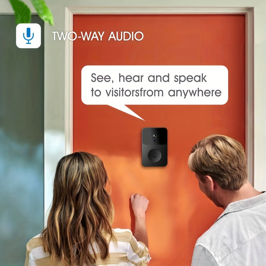 Cutting-edge wireless doorbell camera with advanced features such as voice intercom, night vision, multiple chime melodies, Wi-Fi connection, and app monitoring for enhanced home security.