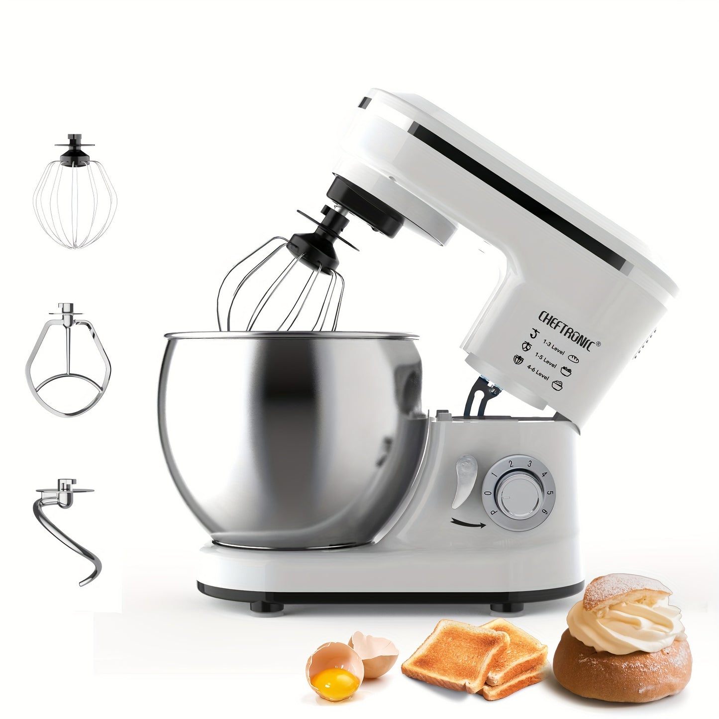 1200W Electric Stand Mixer with 4.2L Stainless Steel Bowl, 6-Speed Tilt-Head, Dough Hook, Beater