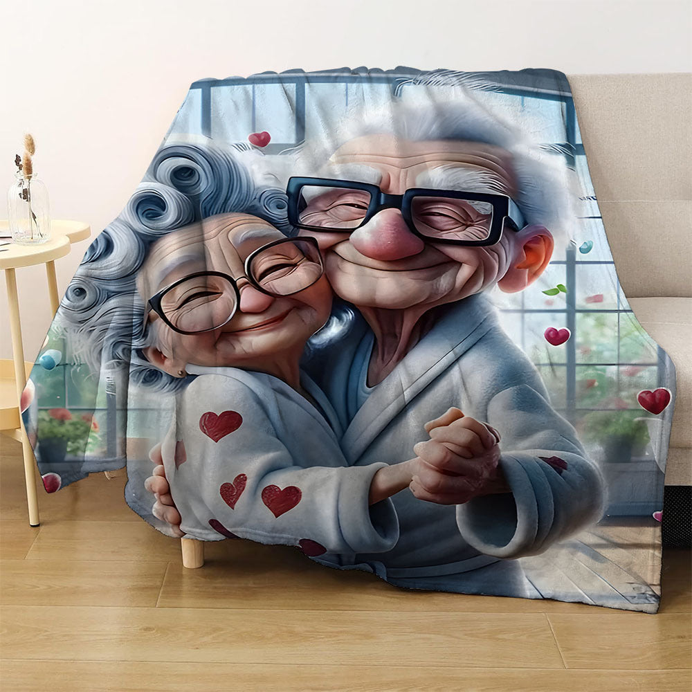 Stay warm and cozy with our 1 piece Elderly Dancing Grandparents designed Flannel Fleece Blanket, perfect for all seasons. This soft and hypoallergenic throw is ideal for home, office, bed, camping, or travel. Made from 100% polyester, it is machine