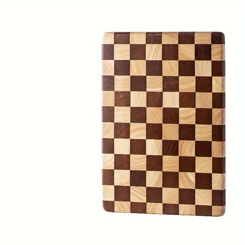 Premium oak wood cutting board for the kitchen, ideal for chopping vegetables, fruits, steak, and bread. This thick and durable butcher block features a checkerboard design and is food contact safe, making it a versatile and high-quality addition to your